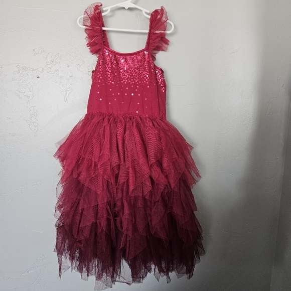 Cotton On Girls 8 Burgundy Red Pink Dress Dance Costume Tulle Layers Twirling - Picture 1 of 6